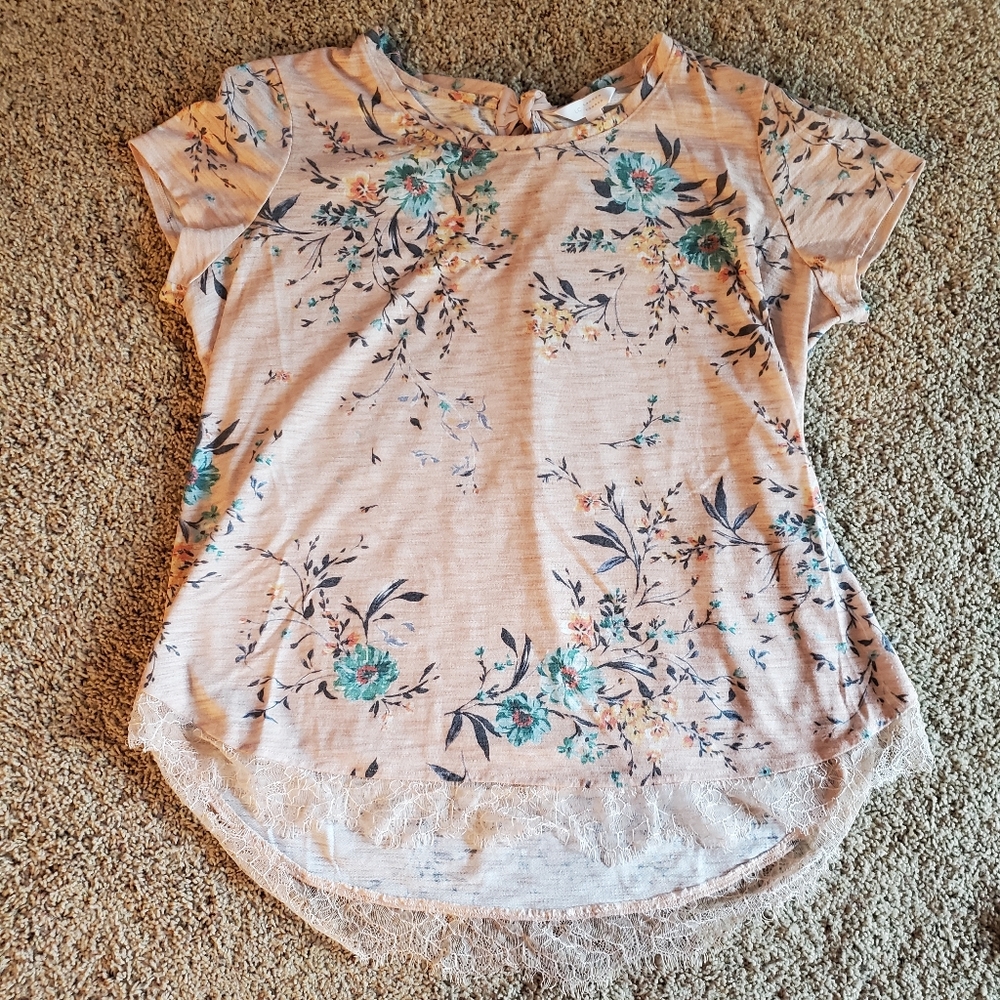 Lauren Conrad Floral Bow Shirt